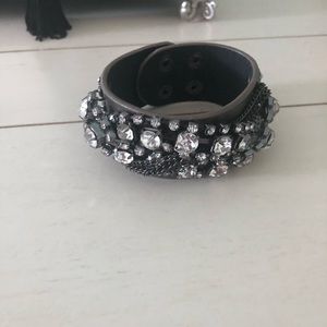 Leather crystal cuff